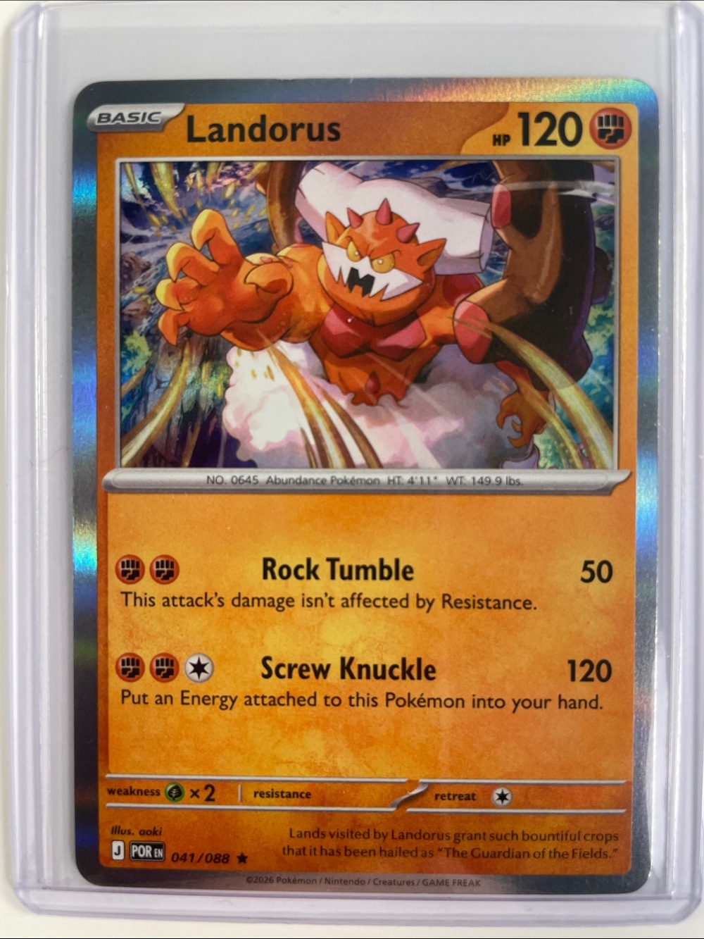 Pokemon Landorus Holo Card - Orange and White
